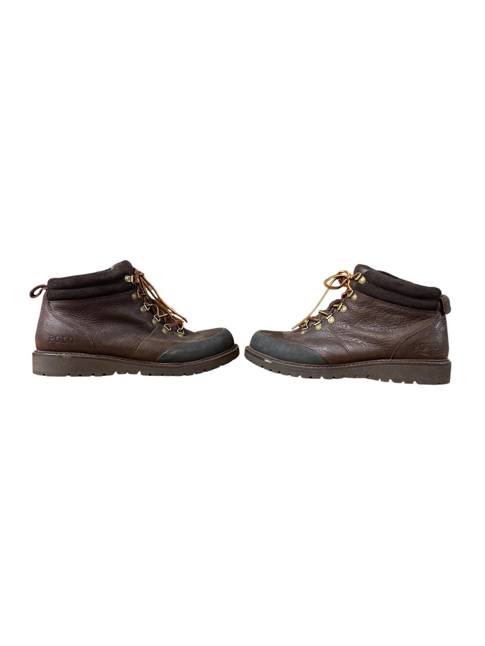 Polo Ralph Lauren Boots Mens Size 12 Brown Leather WITTIER Snow Lug Sole Ankle